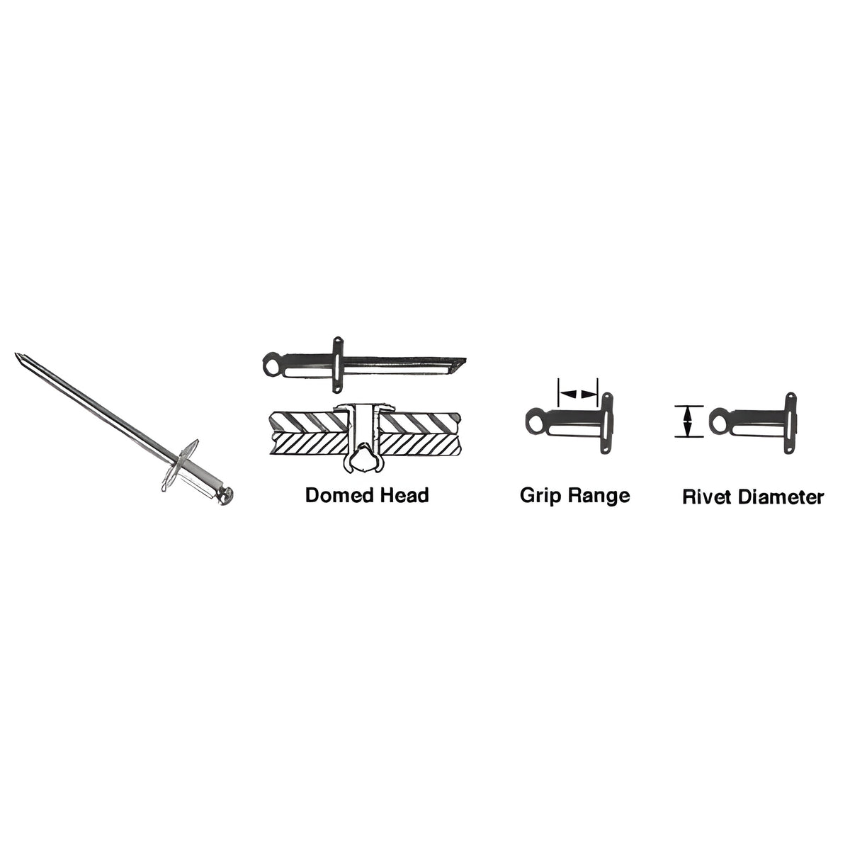 CRL 3/16" Diameter 1/4-3/8" Grip Range Steel Mandrel and Rivet - 5000