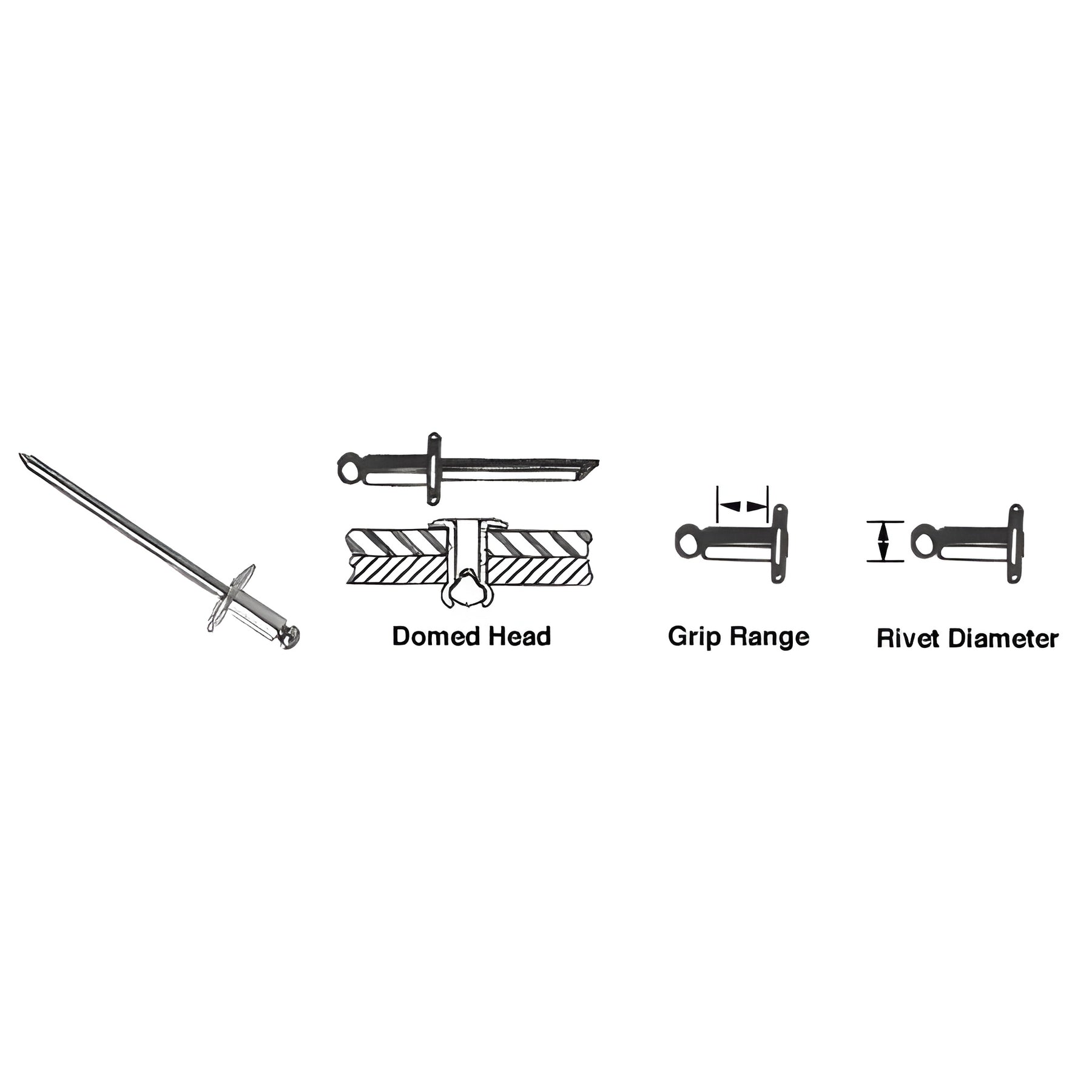 CRL 3/16" Diameter 1/4-3/8" Grip Range Steel Mandrel and Rivet - 5000