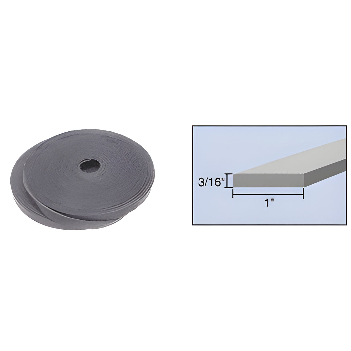 CRL 3/16" x 1" Bulk Rolled Flexible PVC Setting Block Material - 100'