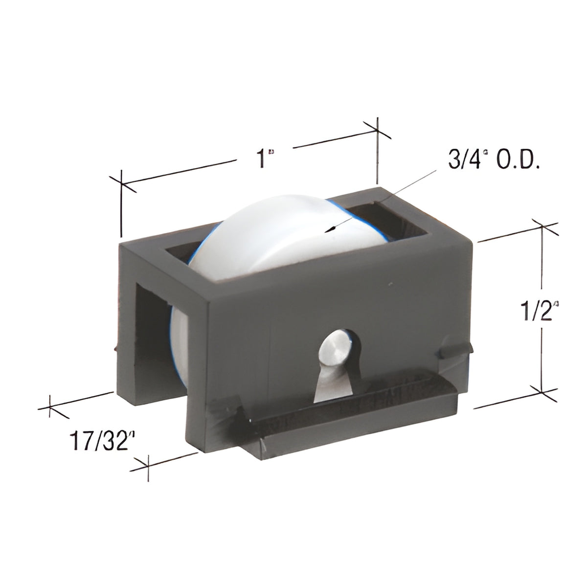CRL 3/4" Flat Edge Nylon Ball-Bearing Window Roller with 1" Wide Housing