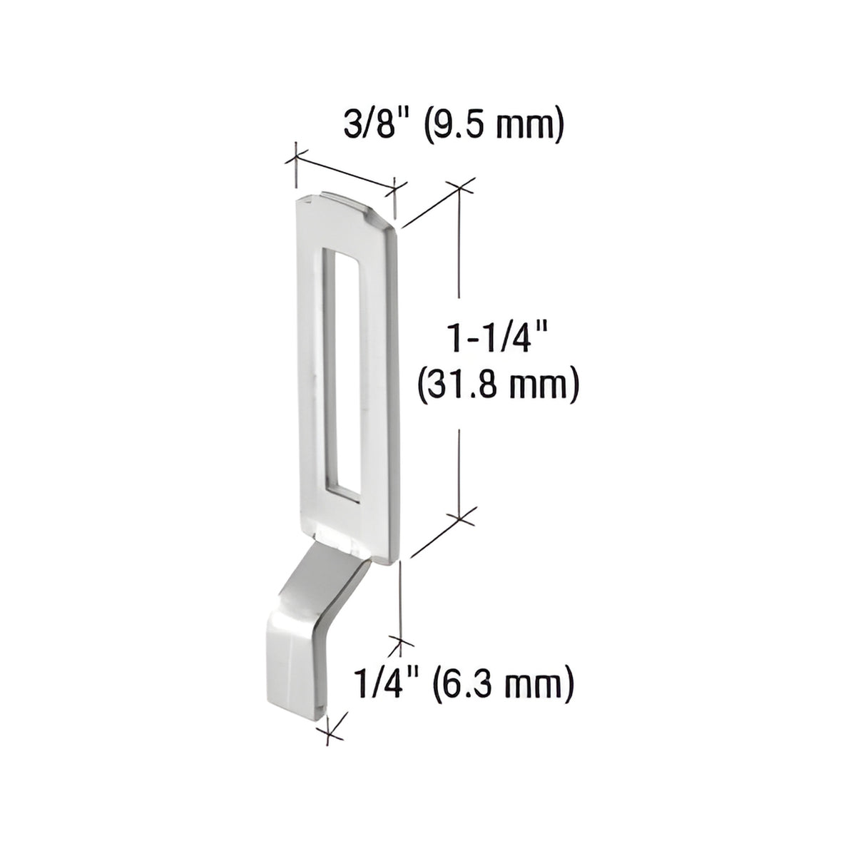 CRL 3/8" Wide Sliding Screen Door Latch Strike with 1/4" Grip