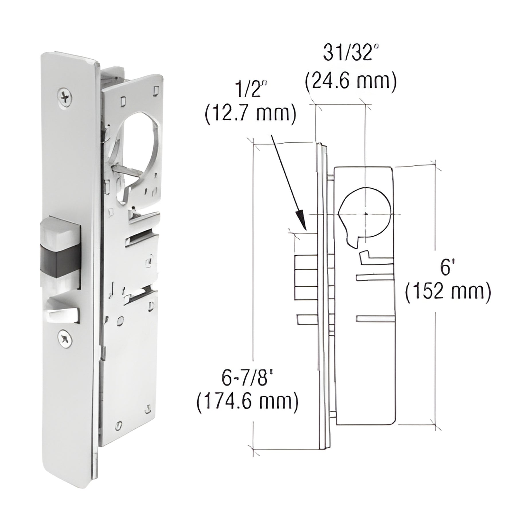 CRL 31/32" Backset Narrow Stile Left Hand Deadlatch Lock