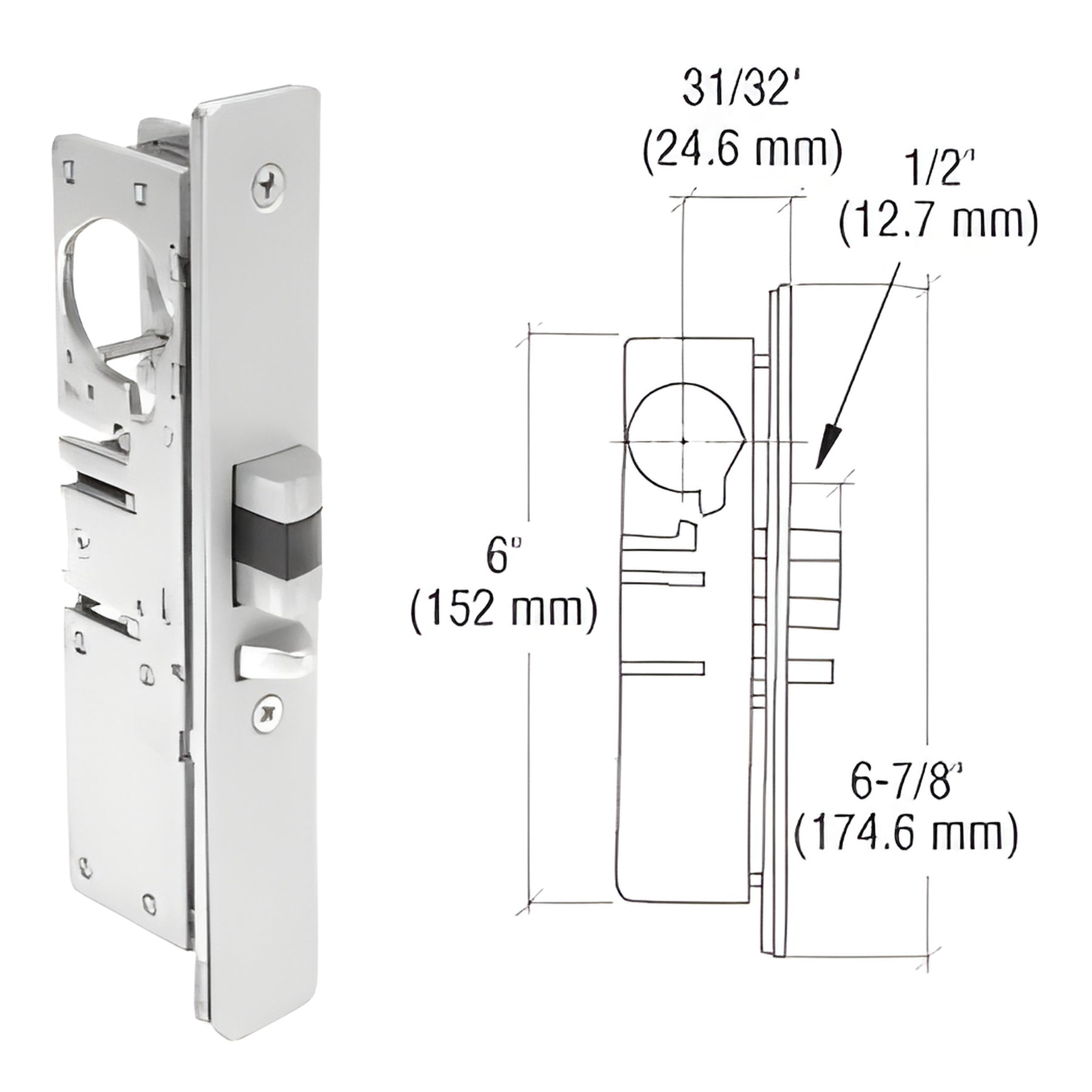 CRL 31/32" Backset Narrow Stile Right Hand Deadlatch Lock