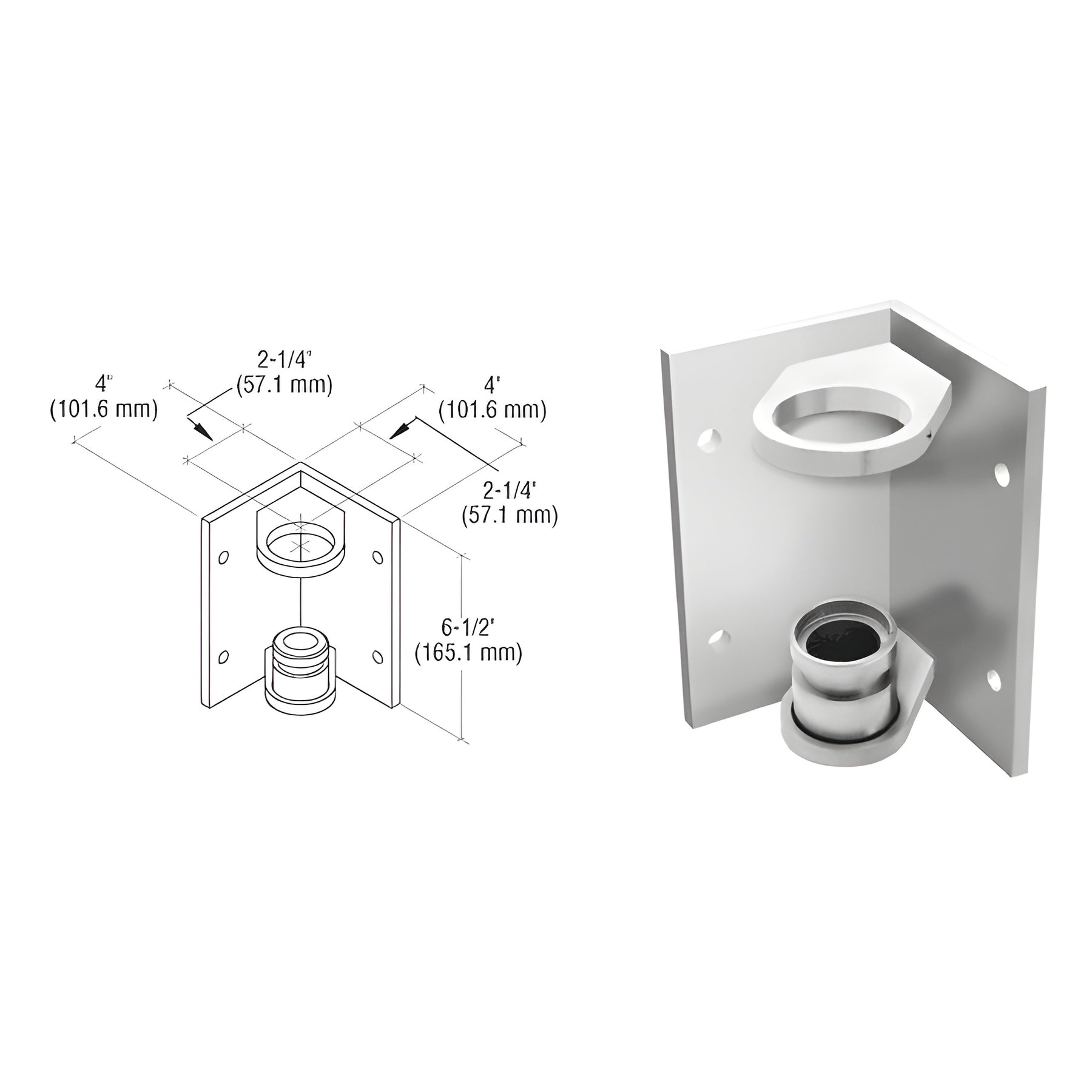 CRL 316 Brushed Stainless 1-1/2" CRS Inside Corner Fascia Mount Bracket