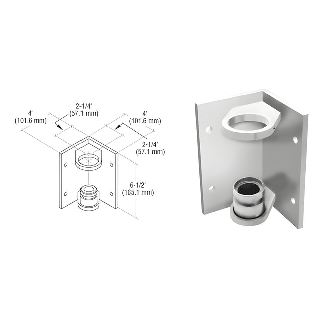 CRL 316 Brushed Stainless 1-1/2" CRS Inside Corner Fascia Mount Bracket