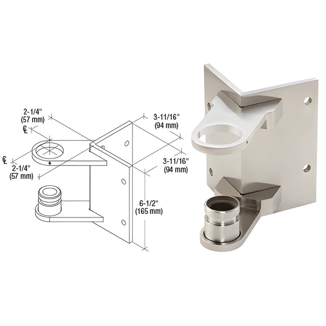 CRL 316 Brushed Stainless 1-1/2" CRS Outside Corner Fascia Mount Bracket