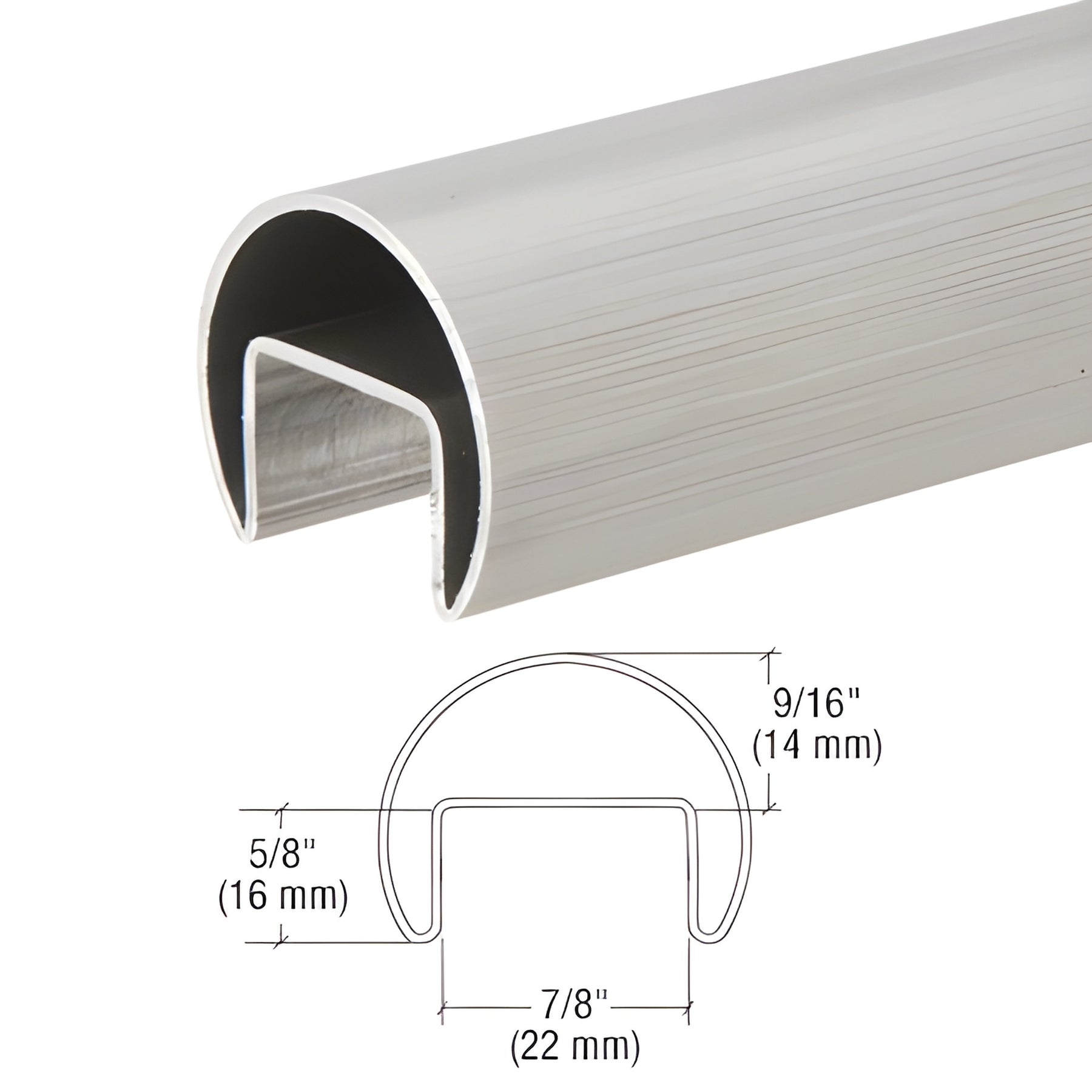 CRL 316 Brushed Stainless 1-1/2" Roll Form Cap Rail - 19'-8"
