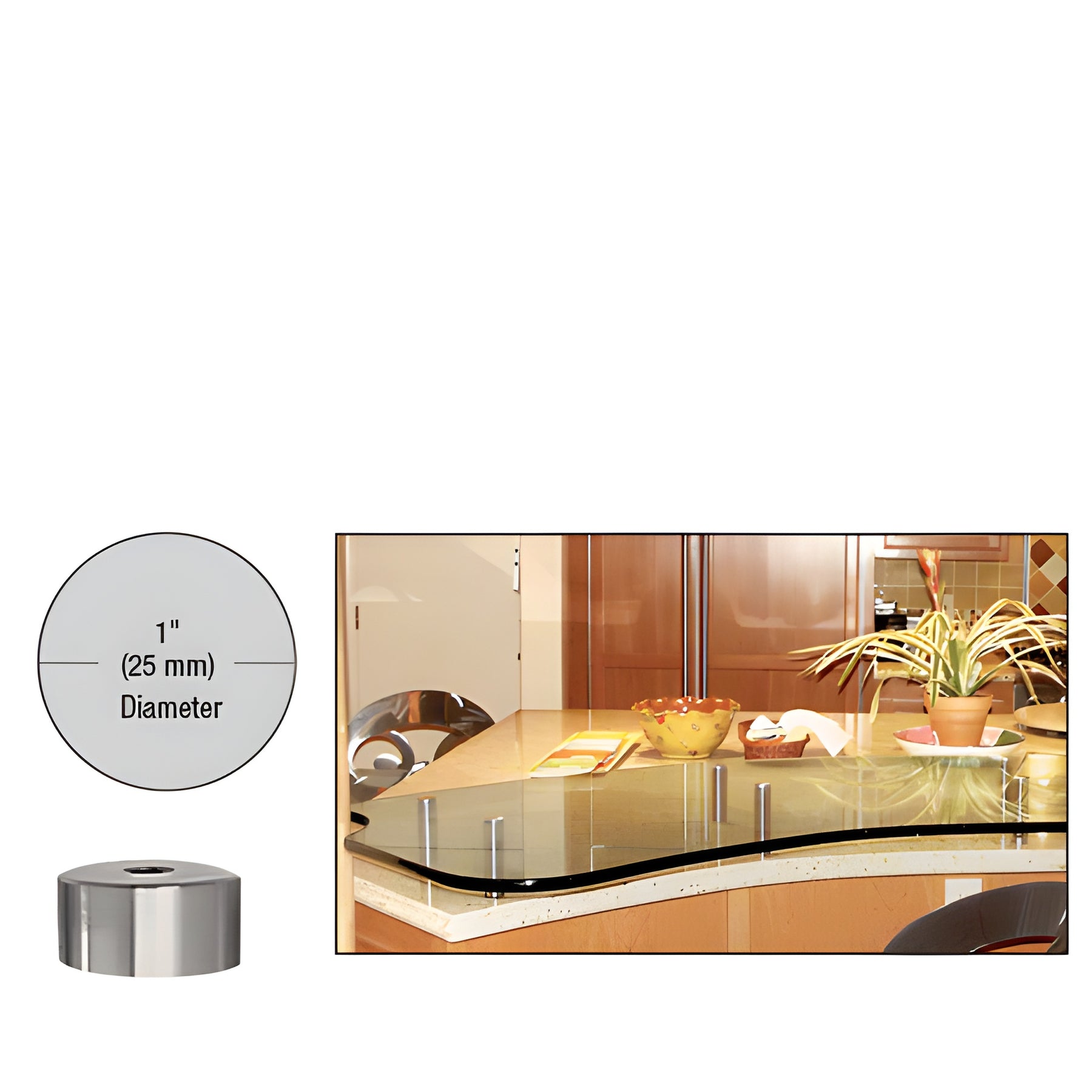 CRL 316 Brushed Stainless 1" Diameter by 1/2" Long Standoff Base