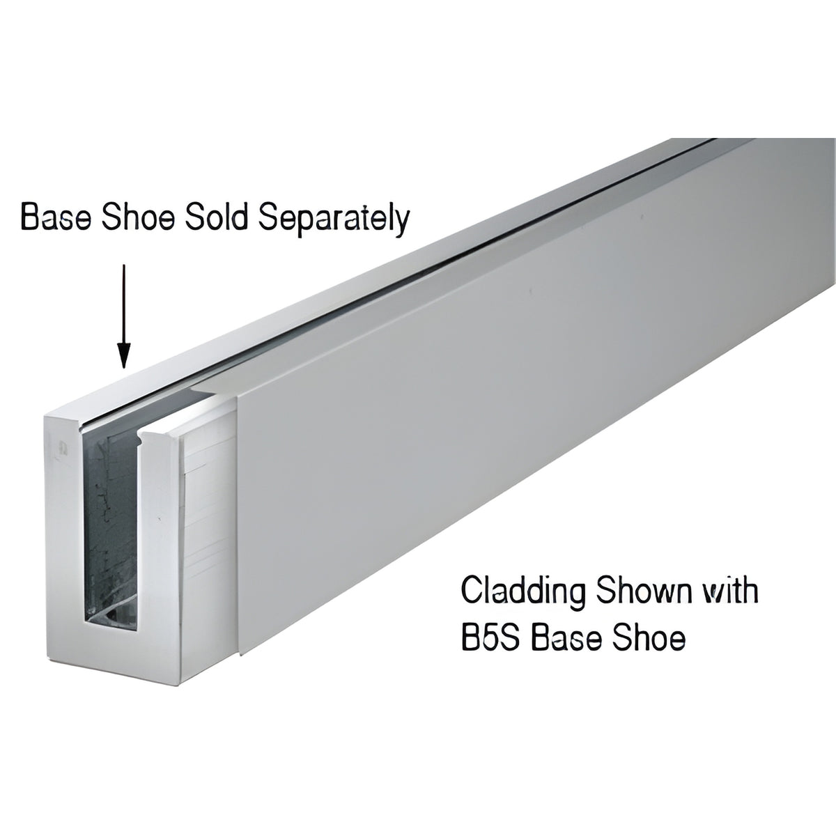 CRL 316 Brushed Stainless 120" Straight Cladding for B5S Series Standard Square Aluminum Base Shoe