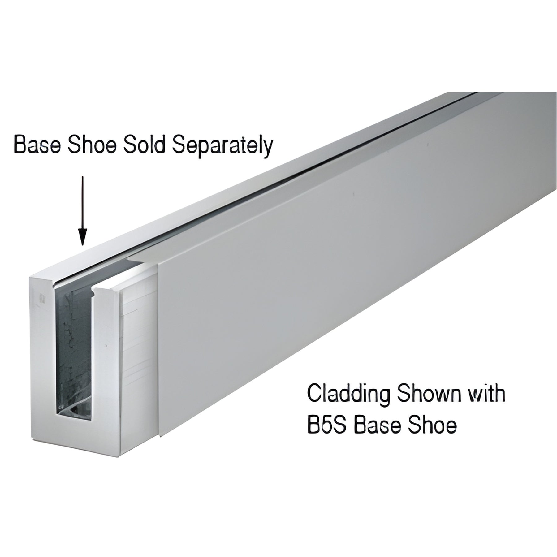 CRL 316 Brushed Stainless 120" Straight Cladding for B5S Series Standard Square Aluminum Base Shoe