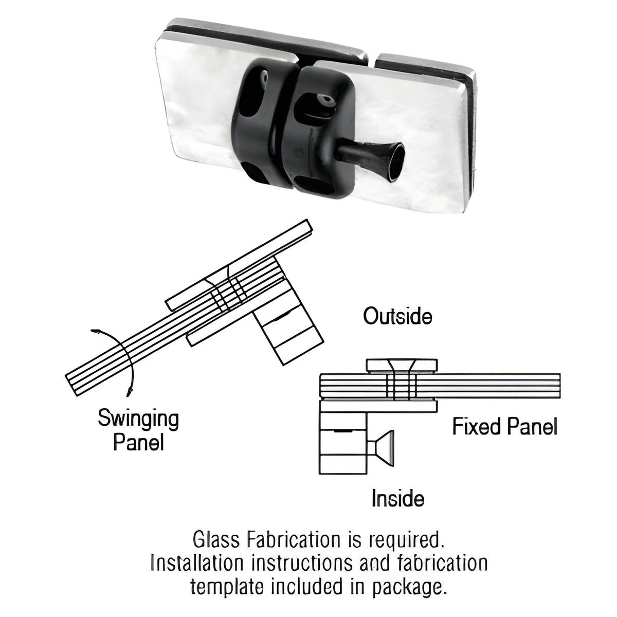 CRL 316 Brushed Stainless 180 Degree Glass-to-Glass Gate Latch