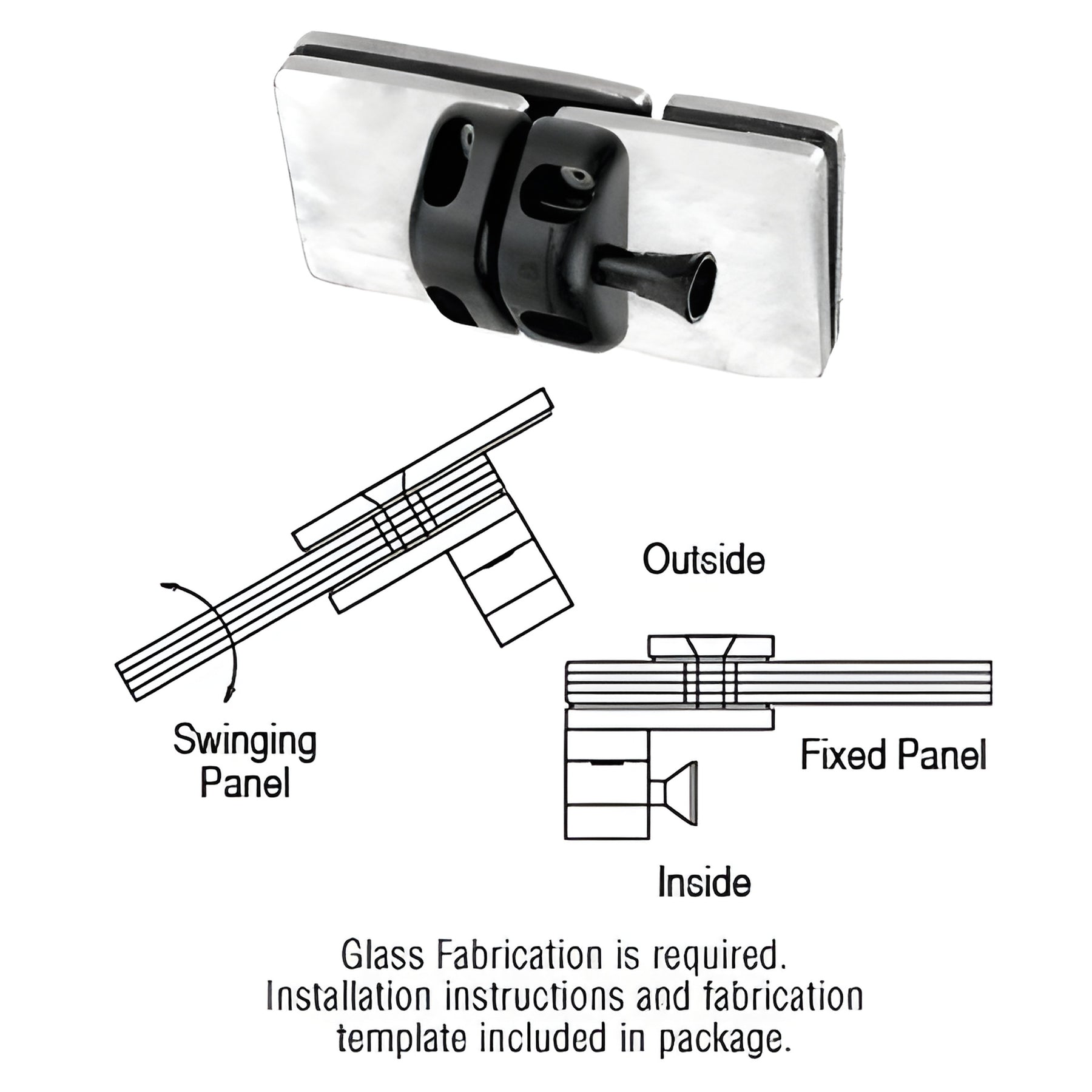 CRL 316 Brushed Stainless 180 Degree Glass-to-Glass Gate Latch