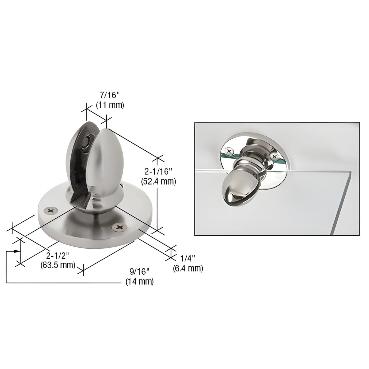 CRL 316 Brushed Stainless 3/8" Vertical Panel Clamp