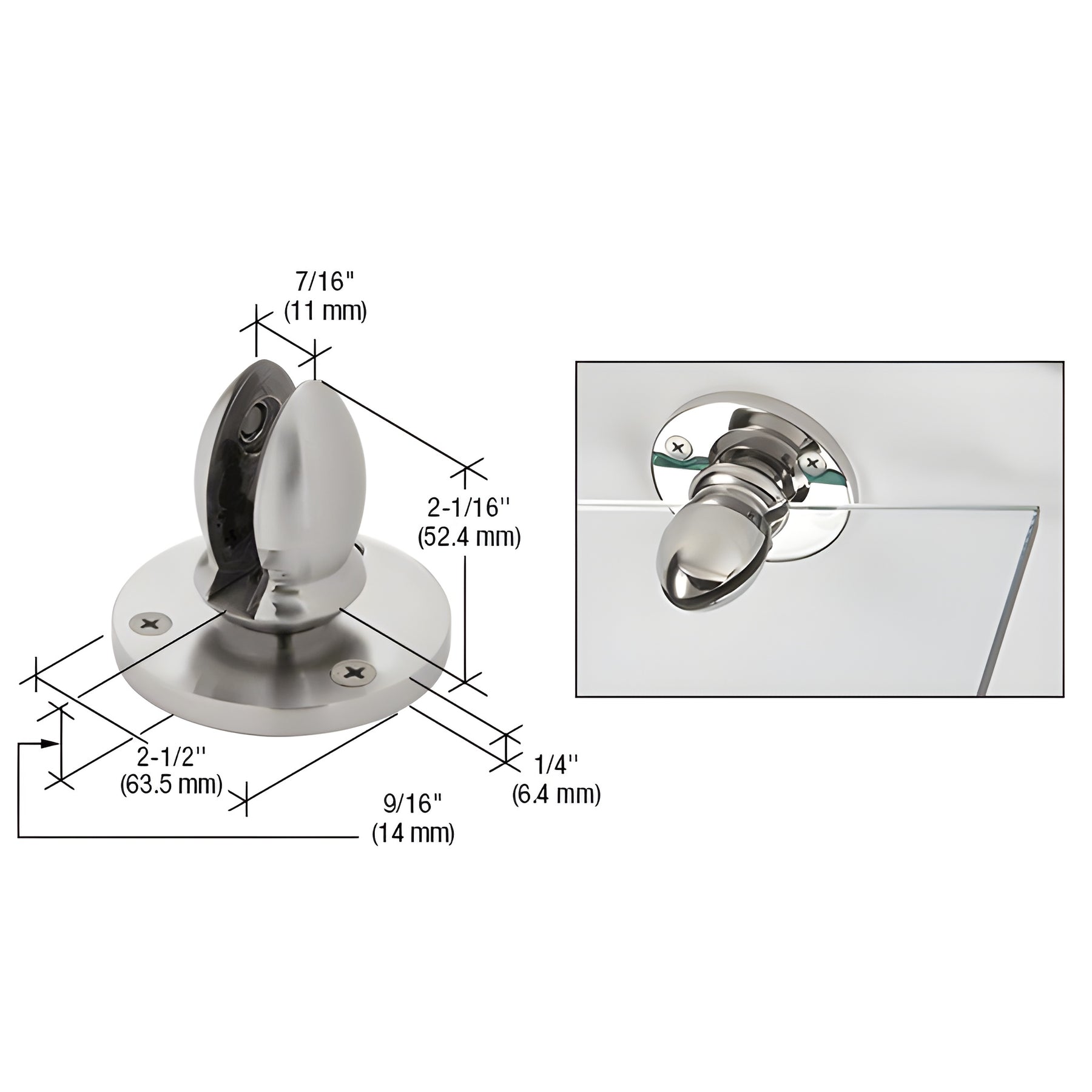 CRL 316 Brushed Stainless 3/8" Vertical Panel Clamp