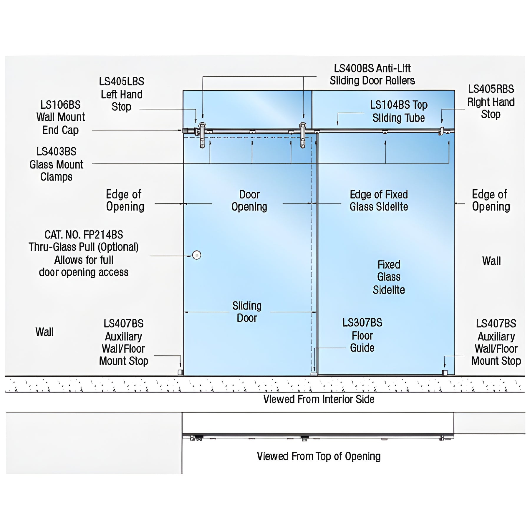CRL 316 Brushed Stainless Laguna Series Glass Mount Single Slider Kit