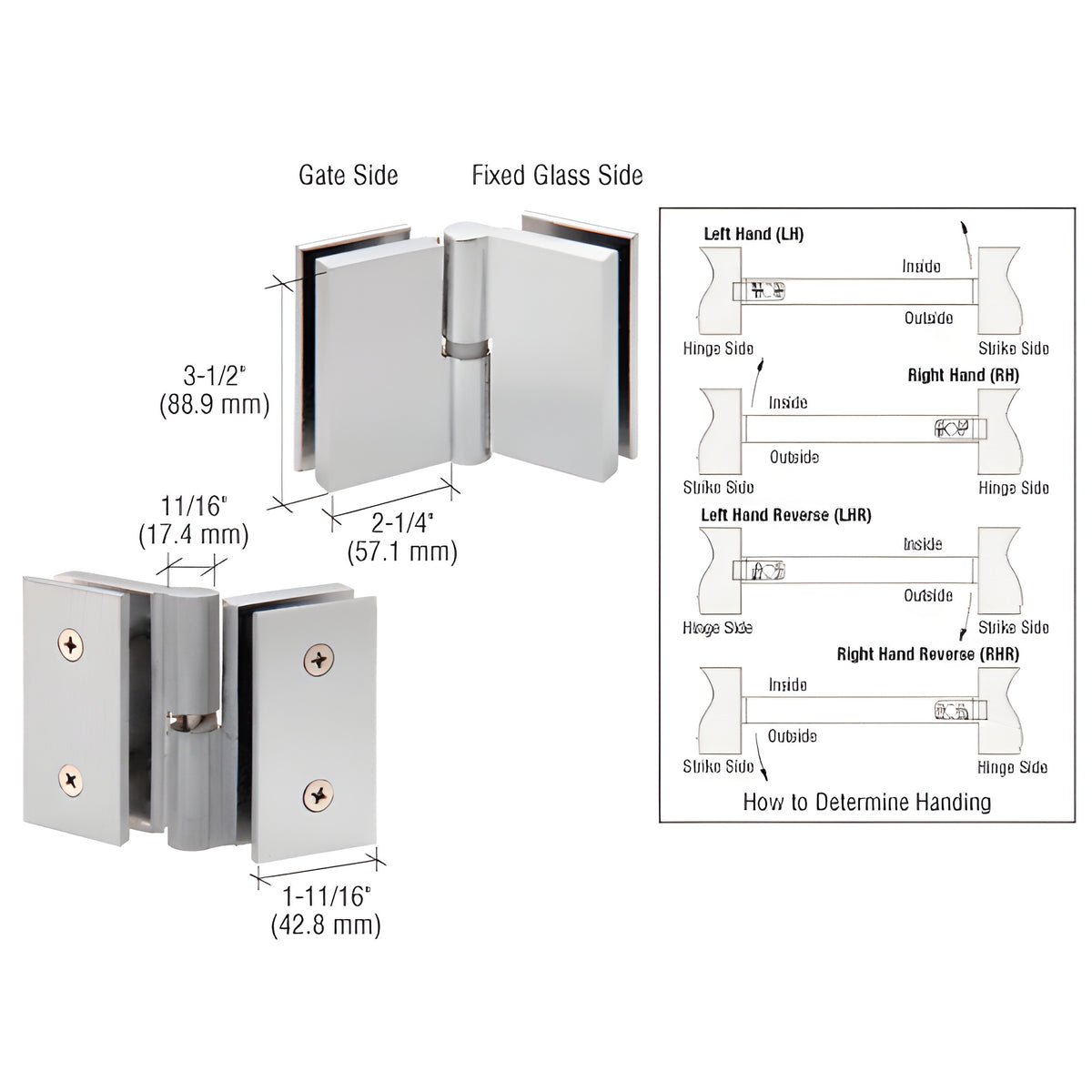 CRL 316 Brushed Stainless Single Acting Right Hand Glass-to-Glass Gate Pivot Hinge