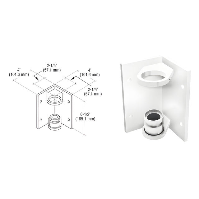 CRL 316 Polished Stainless 1-1/2" CRS Inside Corner Fascia Mount Bracket