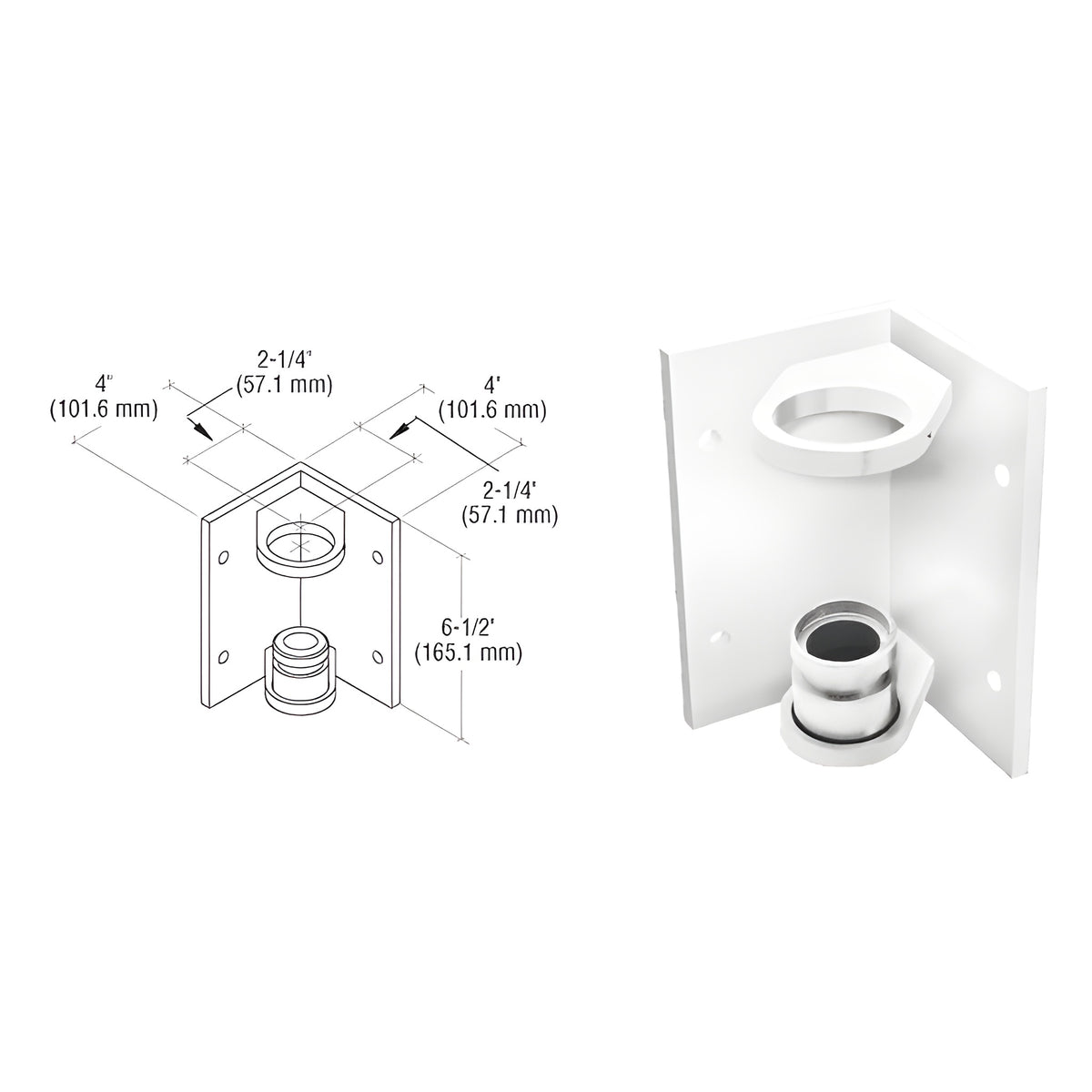 CRL 316 Polished Stainless 1-1/2" CRS Inside Corner Fascia Mount Bracket