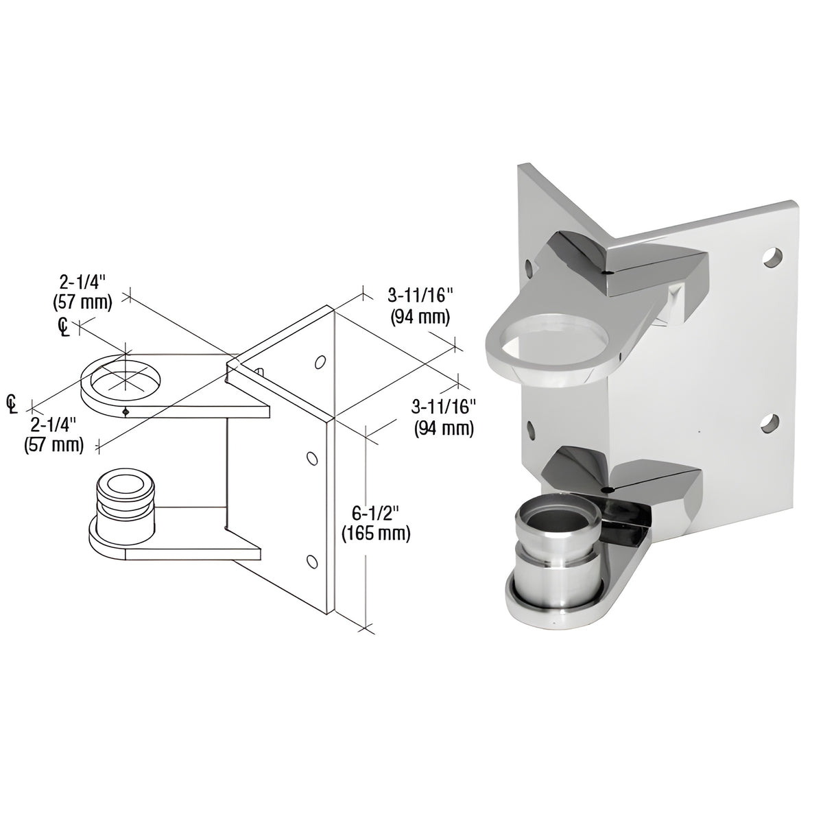 CRL 316 Polished Stainless 1-1/2" CRS Outside Corner Fascia Mount Bracket