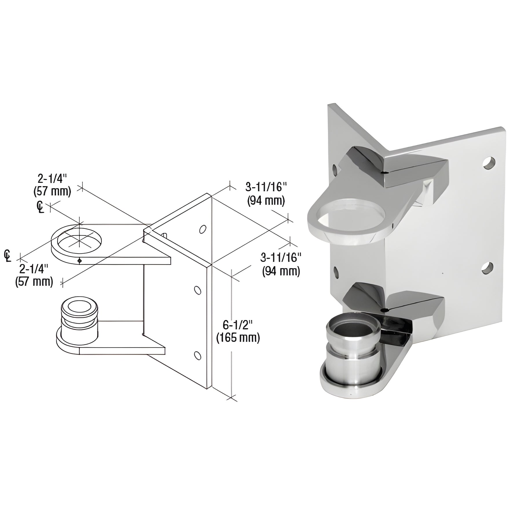 CRL 316 Polished Stainless 1-1/2" CRS Outside Corner Fascia Mount Bracket