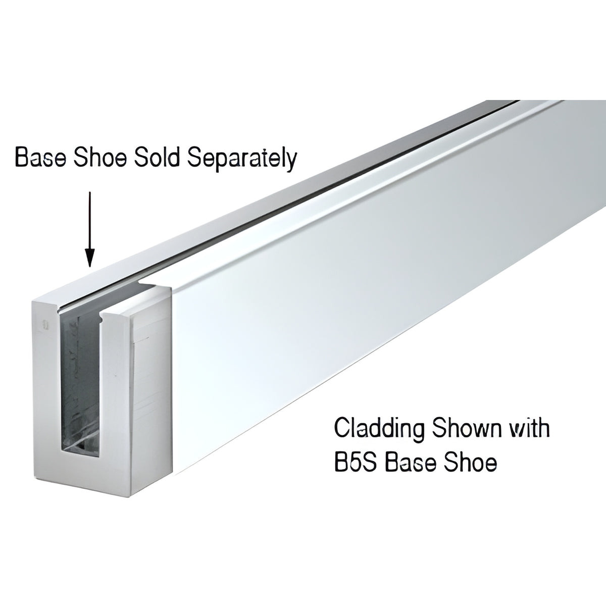 CRL 316 Polished Stainless 120" Straight Cladding for B5S Series Standard Square Aluminum Base Shoe