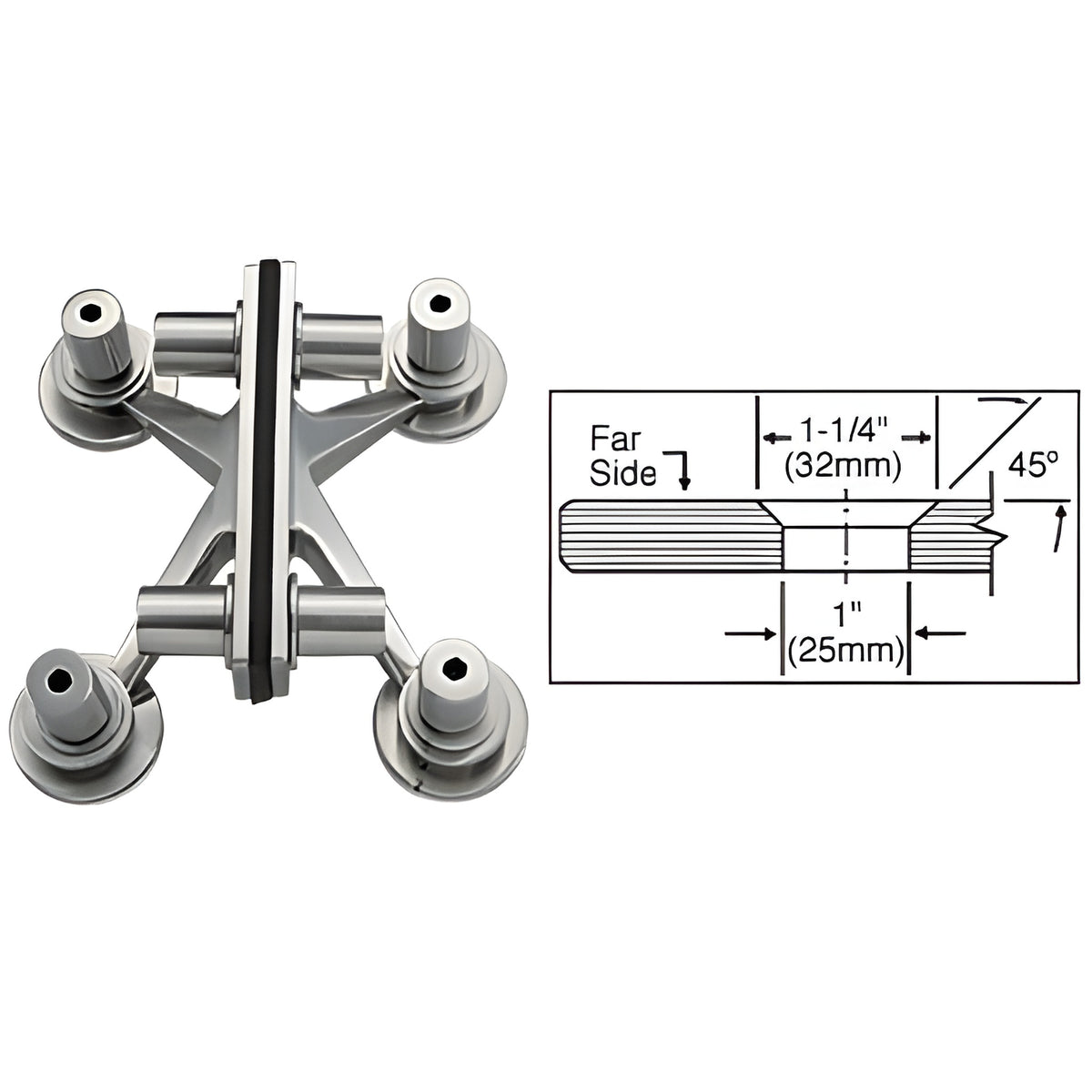 CRL 316 Polished Stainless 4-Way Balustrade Bracket
