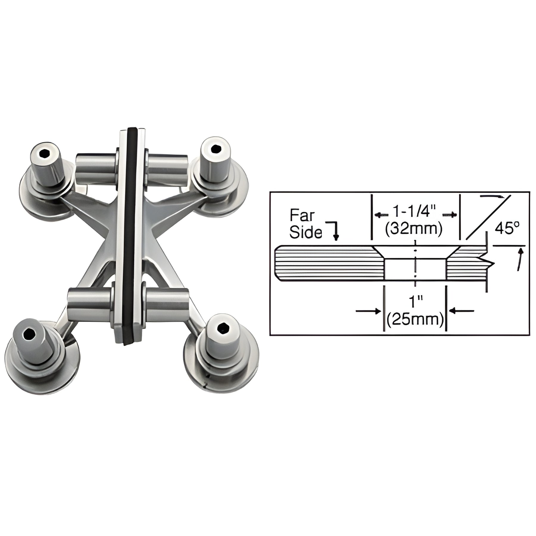 CRL 316 Polished Stainless 4-Way Balustrade Bracket