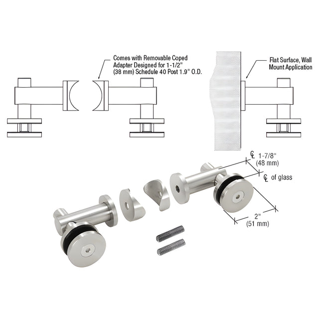 CRL 316 Polished Stainless Double Arm Fixed Fitting Set for 1/2" Glass