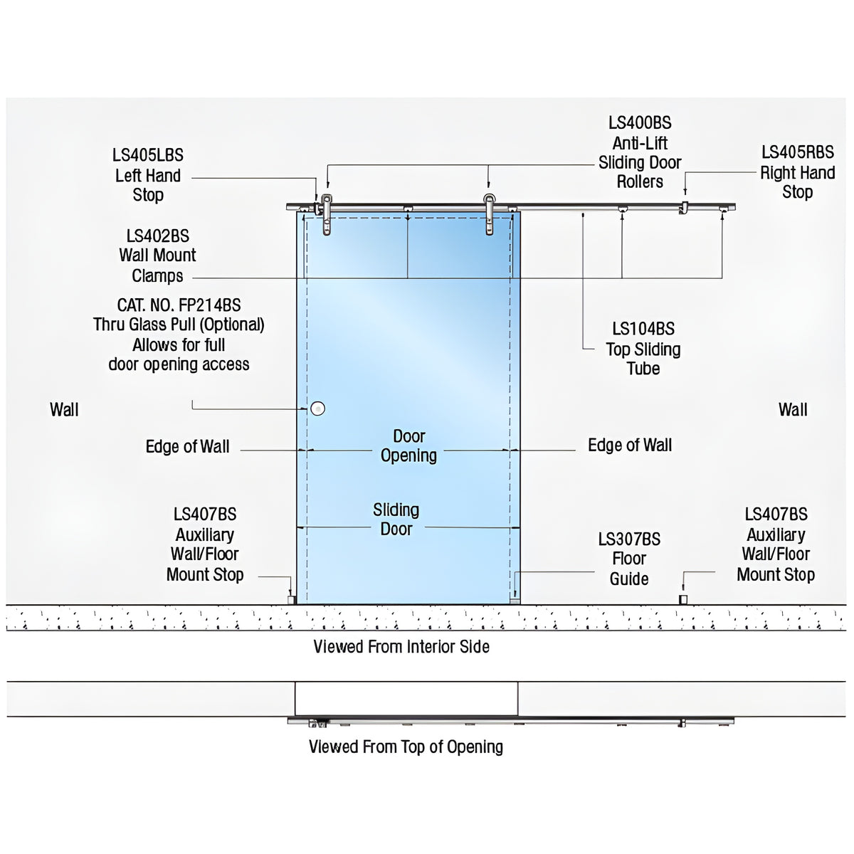 CRL 316 Polished Stainless Laguna Series Wall Mount Single Slider Kit