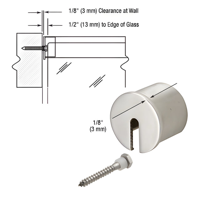 CRL 316 Polished Stainless Steel Stabilizing End Cap for 1-7/8" GRRF20 Series Roll Form Cap Railing