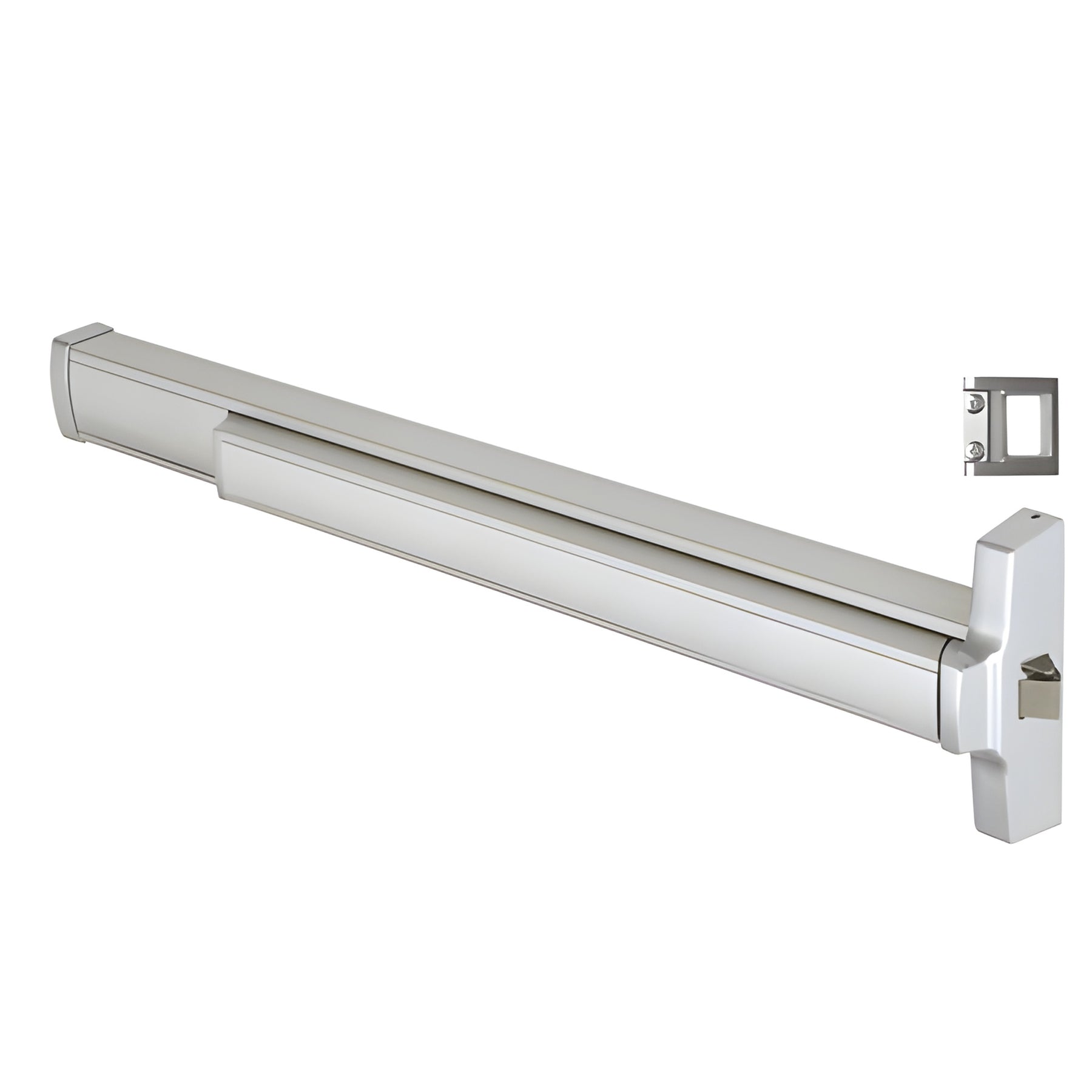 CRL 36" Jackson® Model 2095 Grade 1 Rim Latch Panic Exit Device Right Hand Reverse Bevel 'S' Strike Fits 32" to 36" Wide Door Satin Aluminum Finish