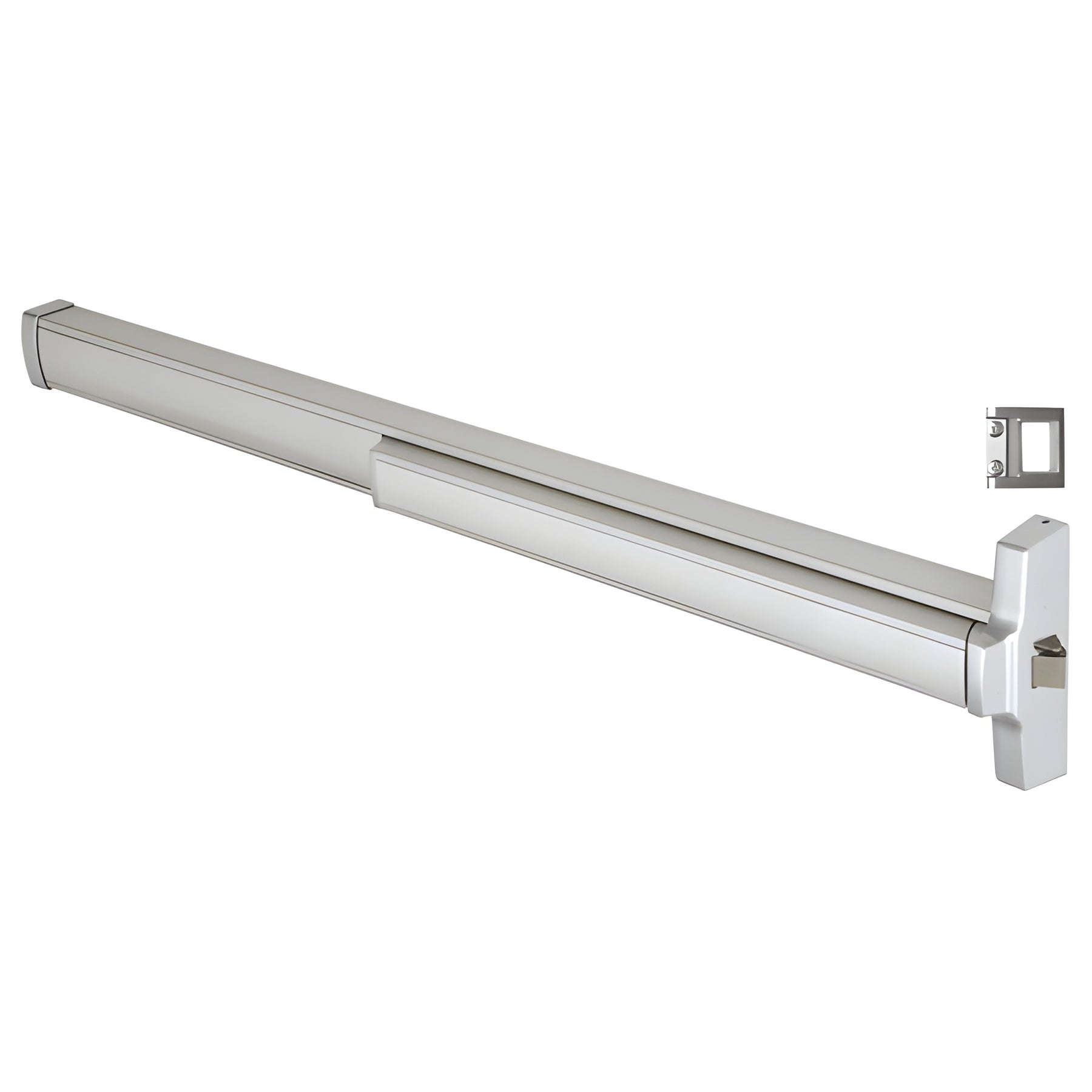 CRL 48" Jackson® Model 2095 Grade 1 Rim Latch Panic Exit Device Right Hand Reverse Bevel 'S' Strike Fits 32" to 48" Wide Door Satin Aluminum Finish