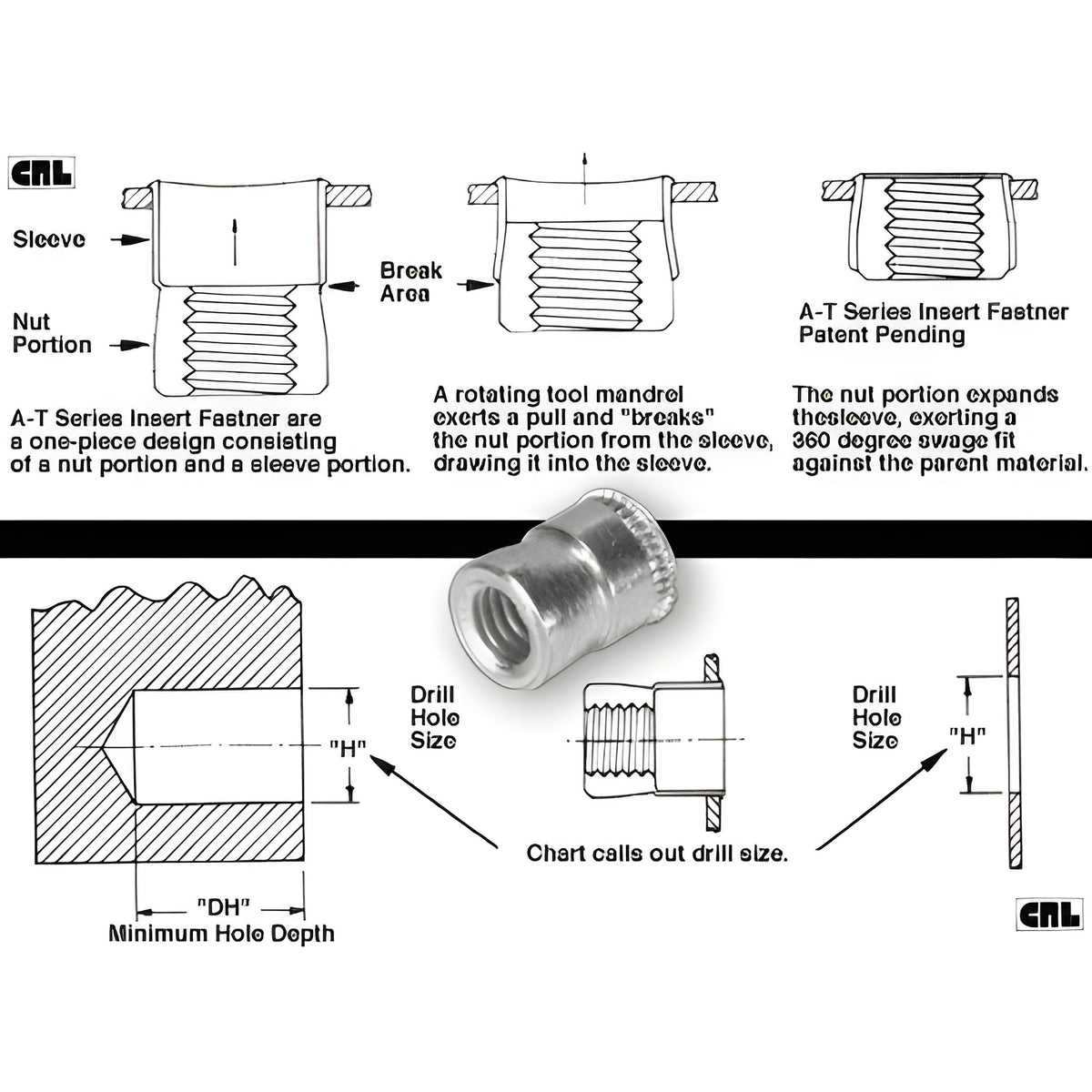 CRL 5/16"-18 A-T Series Insert Fasteners