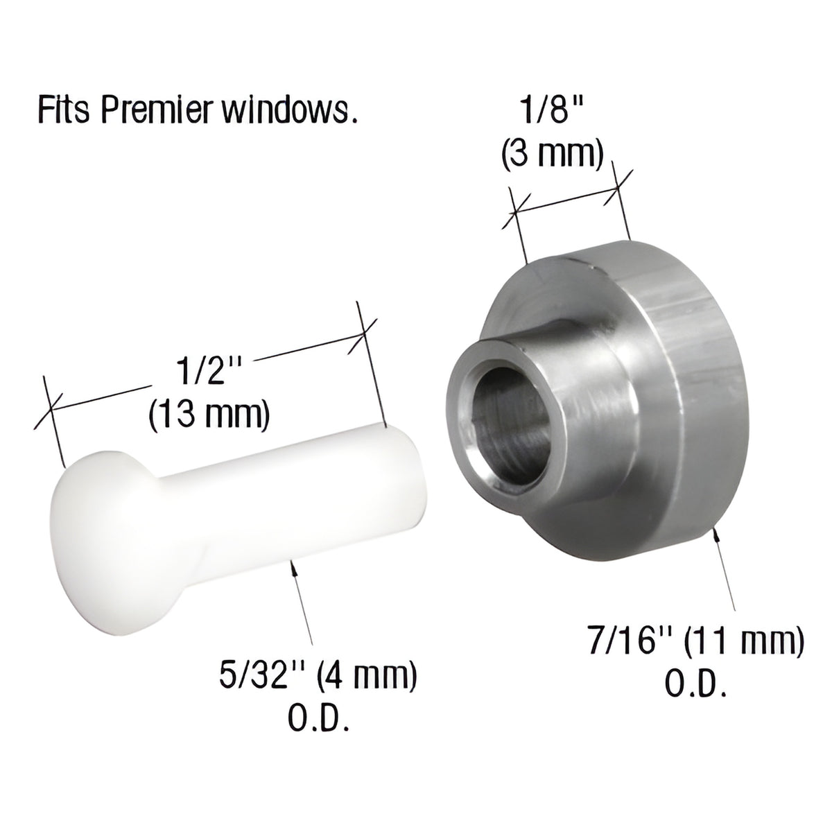 CRL 7/16" Steel Sliding Window Flat Roller with Nylon Axle Pin for Premiere Windows