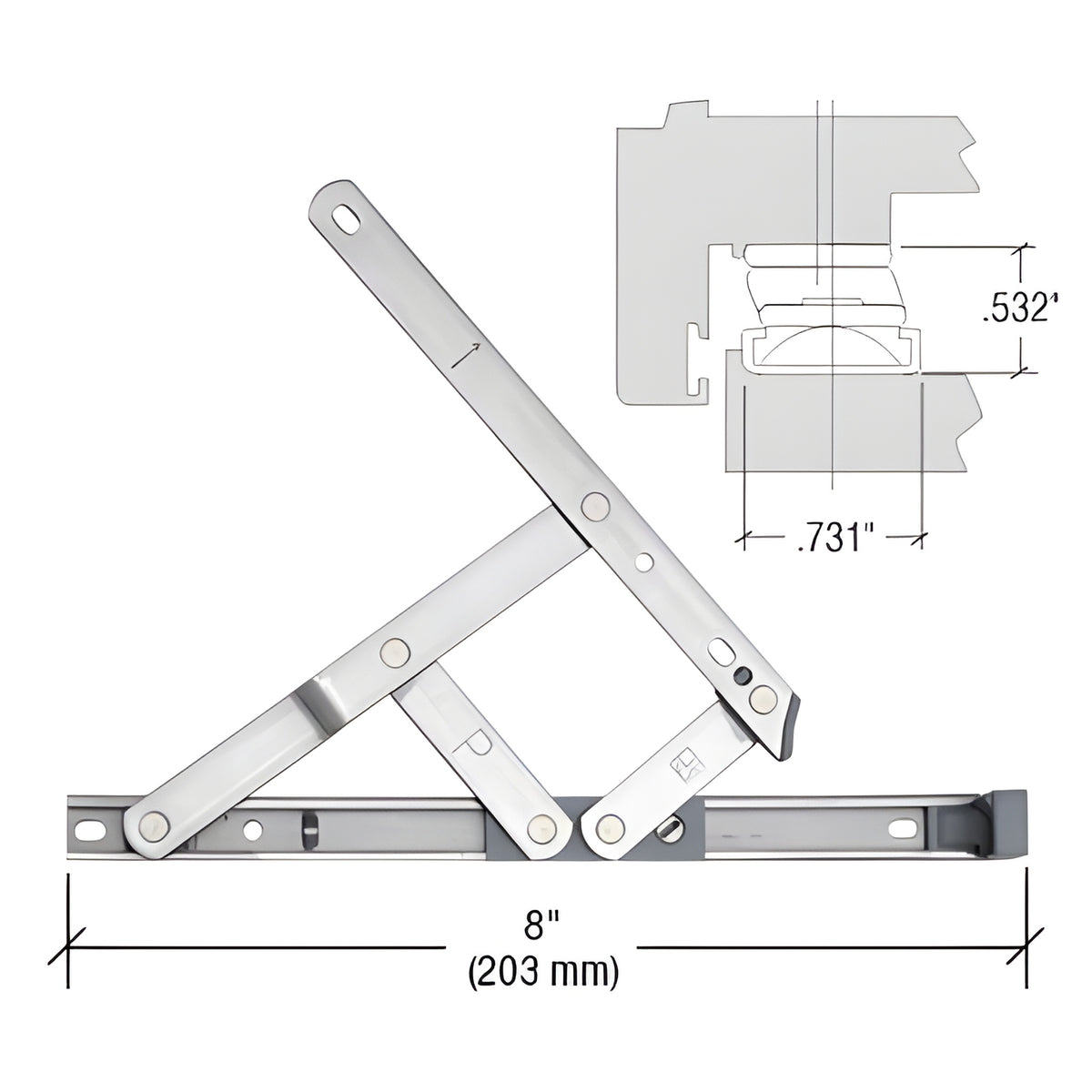 CRL 8" 4-Bar Secure Style Casement Hinge
