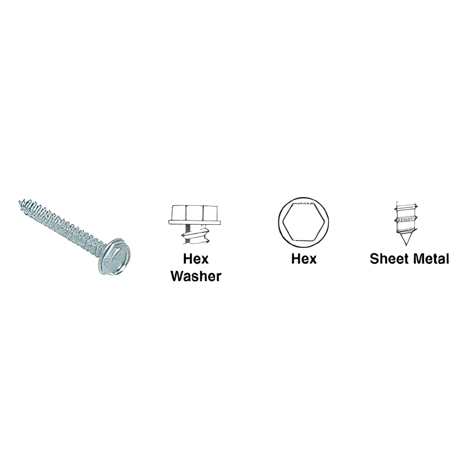 CRL 8 x 5/8" Hex Washer Head Sheet Metal Screws - 1/4" Socket