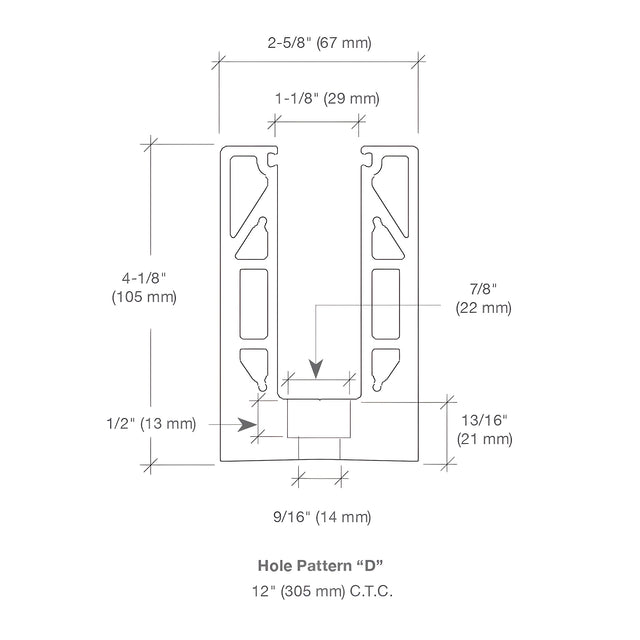 CRL 8B Series Mill Aluminum 120" Square Base Shoe Drilled for 5/8" Glass