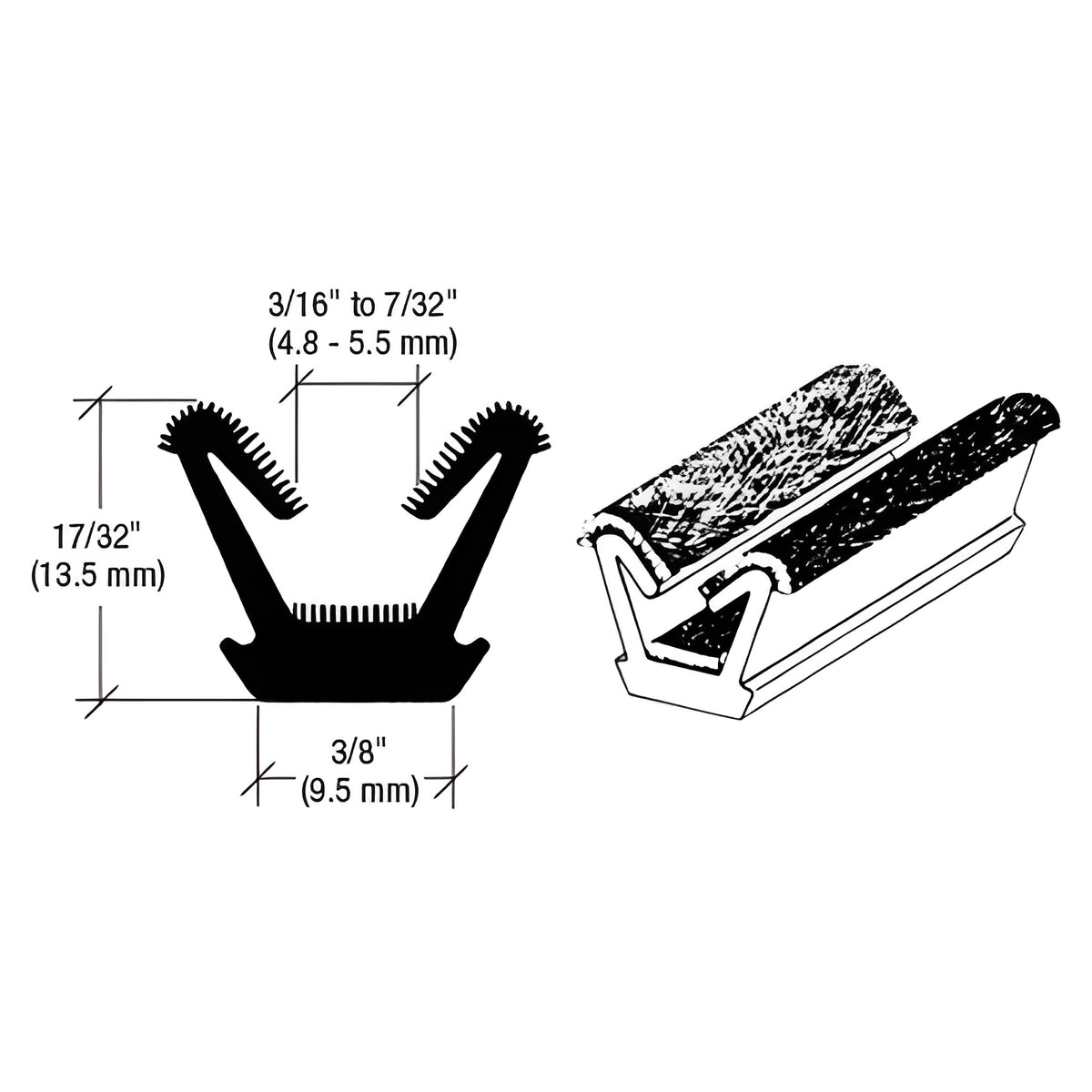 CRL 96" Flexible Flocked Rubber Glass Run Channel for 1963-1966 Valiant and Dart