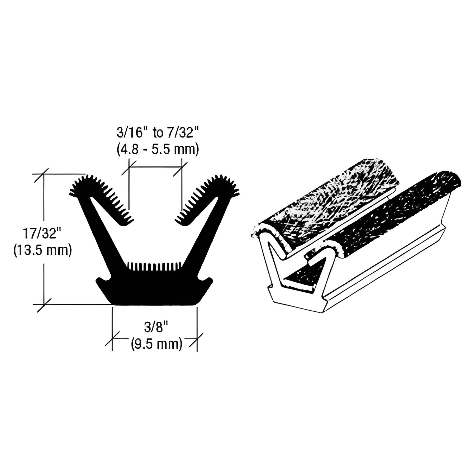 CRL 96" Flexible Flocked Rubber Glass Run Channel for 1963-1966 Valiant and Dart