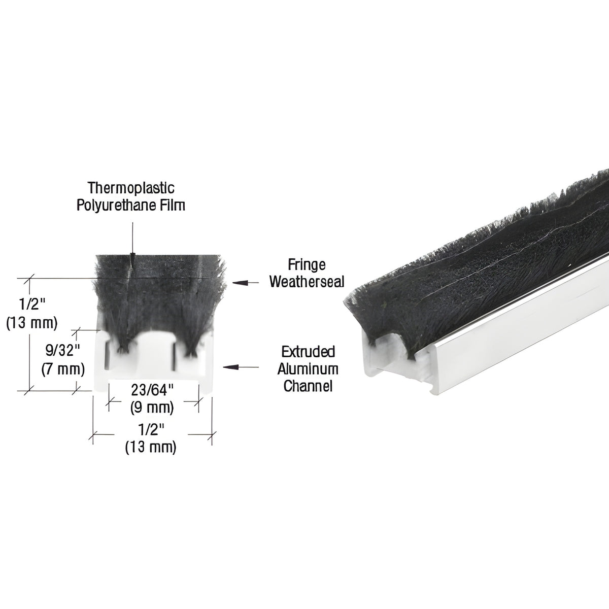 CRL 96" Narrow Commercial Door Astragal with Weatherstrip