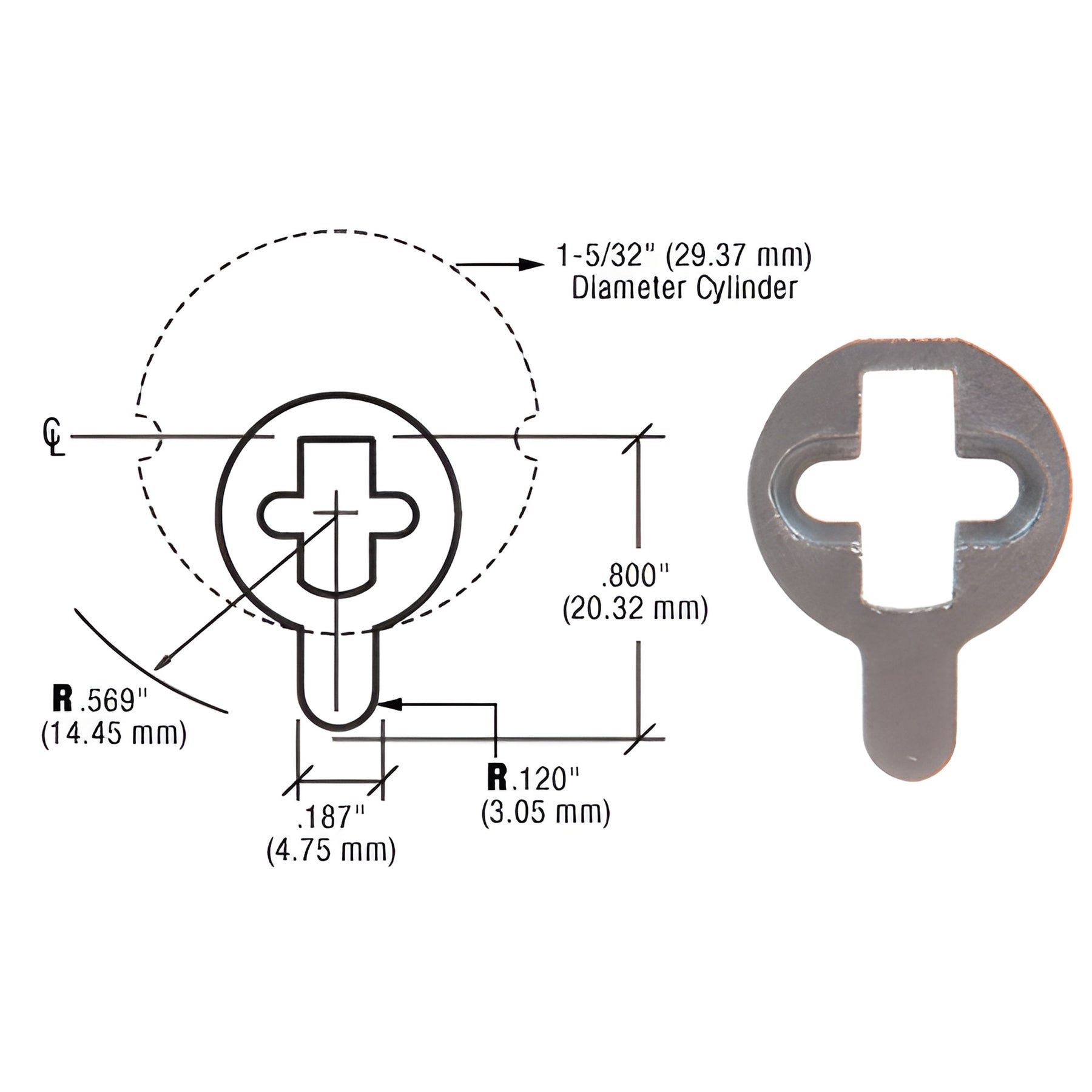 CRL AR MS Style Cam for Use with Mortise Cylinder