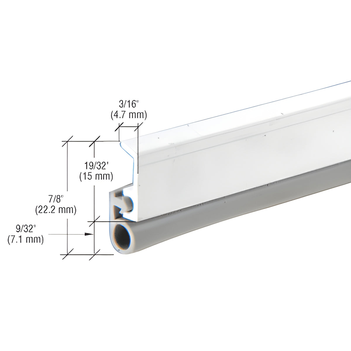 CRL Aluminum 36" x 84" Vinyl Bulb Seal Door Jamb Weatherstrip