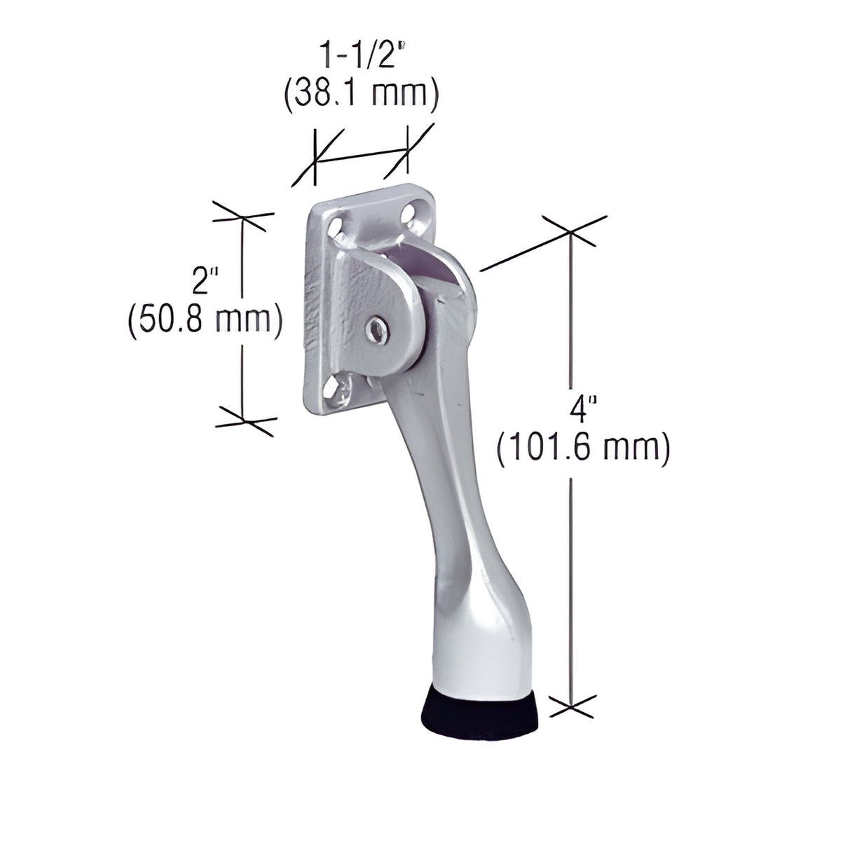 CRL Aluminum 4" Door Mounted Heavy-Duty Kick-Down Door Holder
