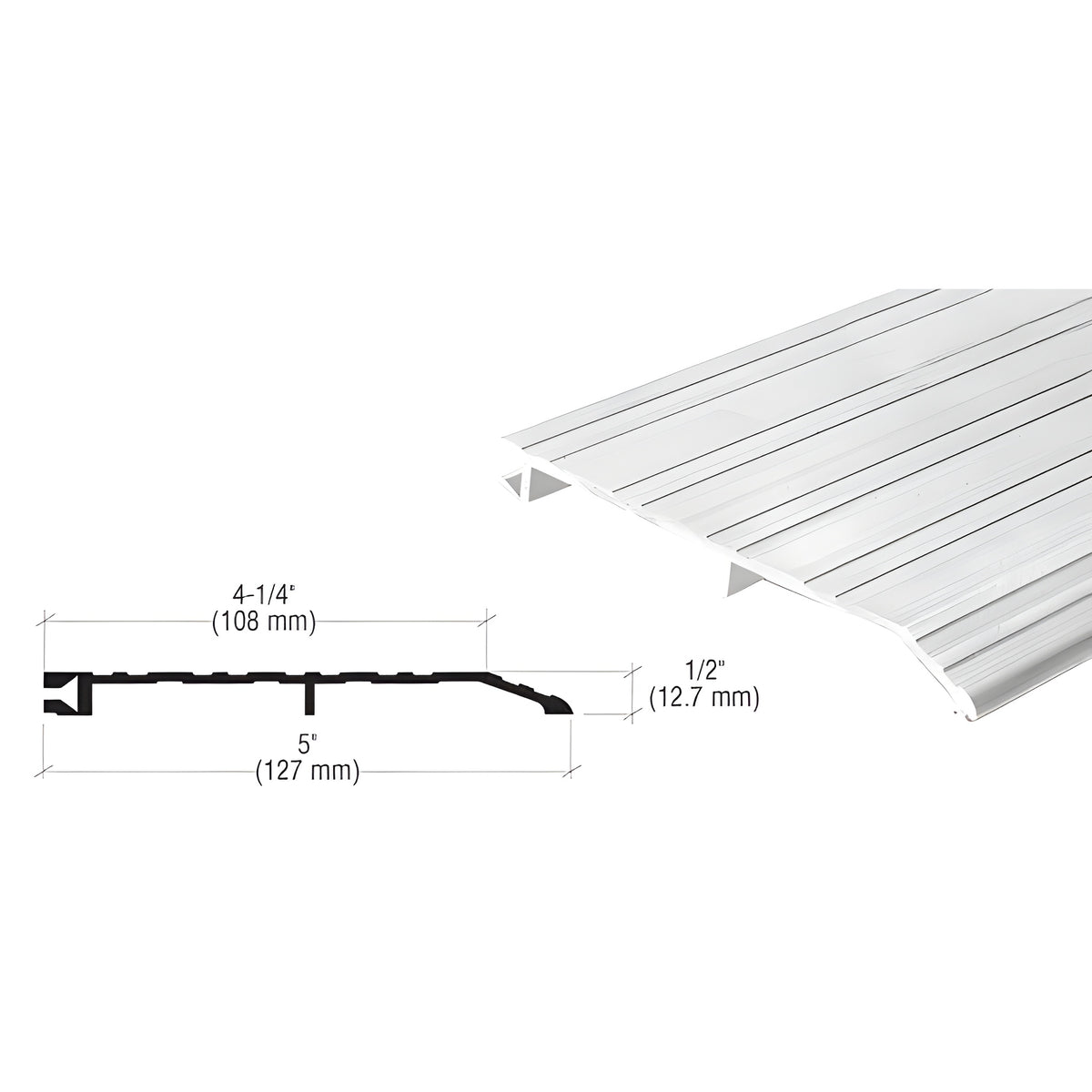 CRL Aluminum 5" x 1/2" Offset 73" Long Saddle Threshold