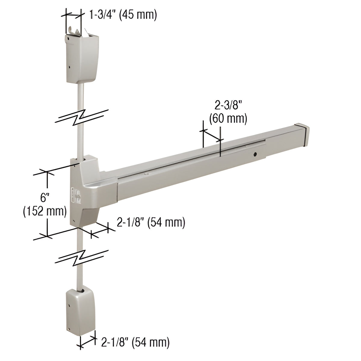 CRL Aluminum DL750SV Surface Vertical Rod Panic Exit Device