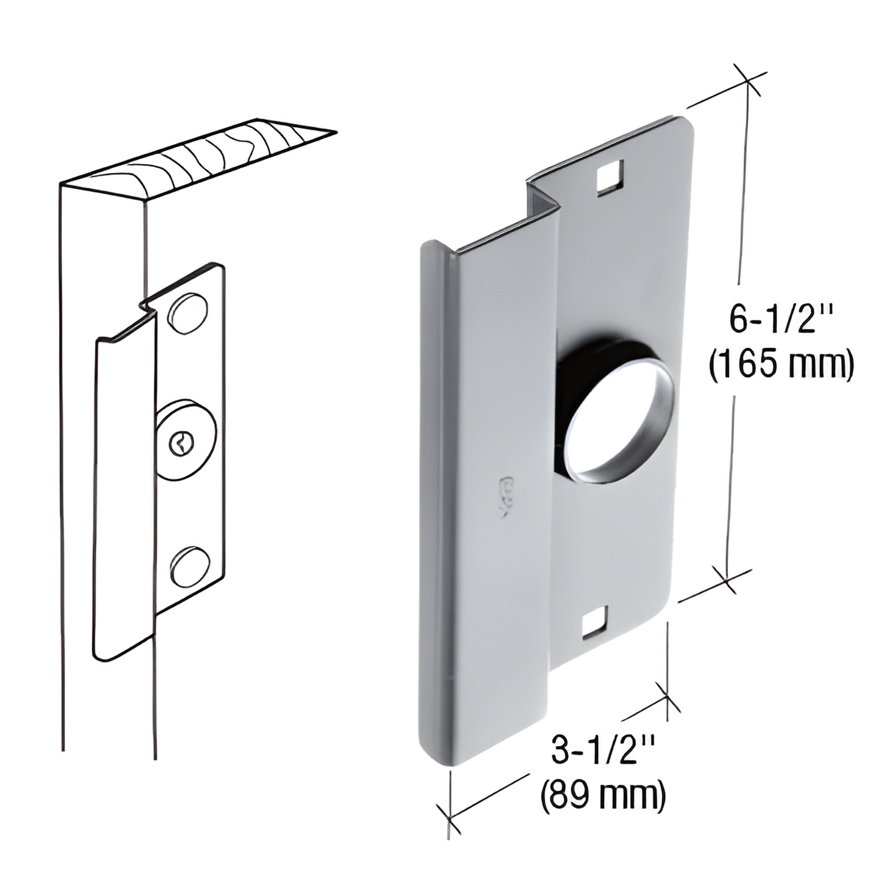 CRL Aluminum Finish 6-1/2" Heavy Gauge Steel Latch Guard for Narrow Stile Flush Doors