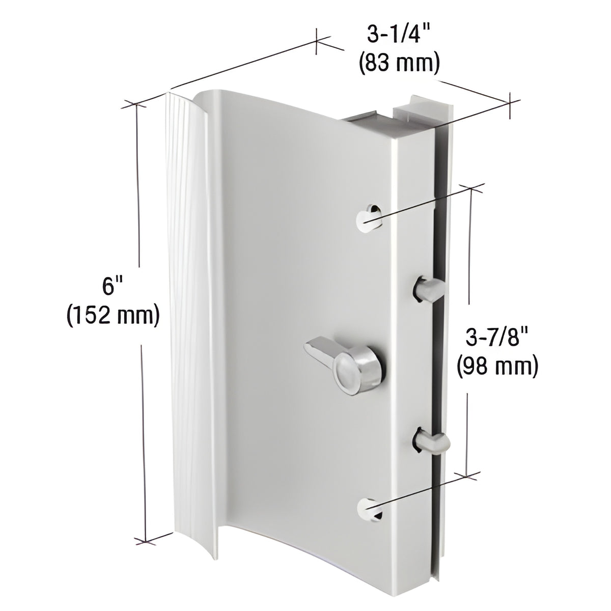 CRL Aluminum Hook-Style Surface Mount Handle 3-7/8" Screw Holes for Ador/HiLite Doors