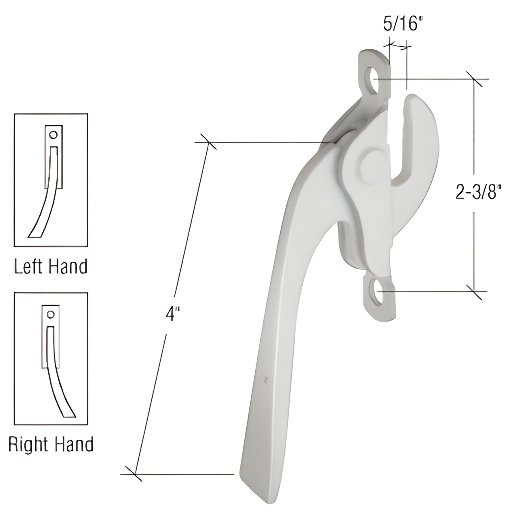 CRL Aluminum Left Hand Casement Window Lock - 2-3/8" Screw Holes