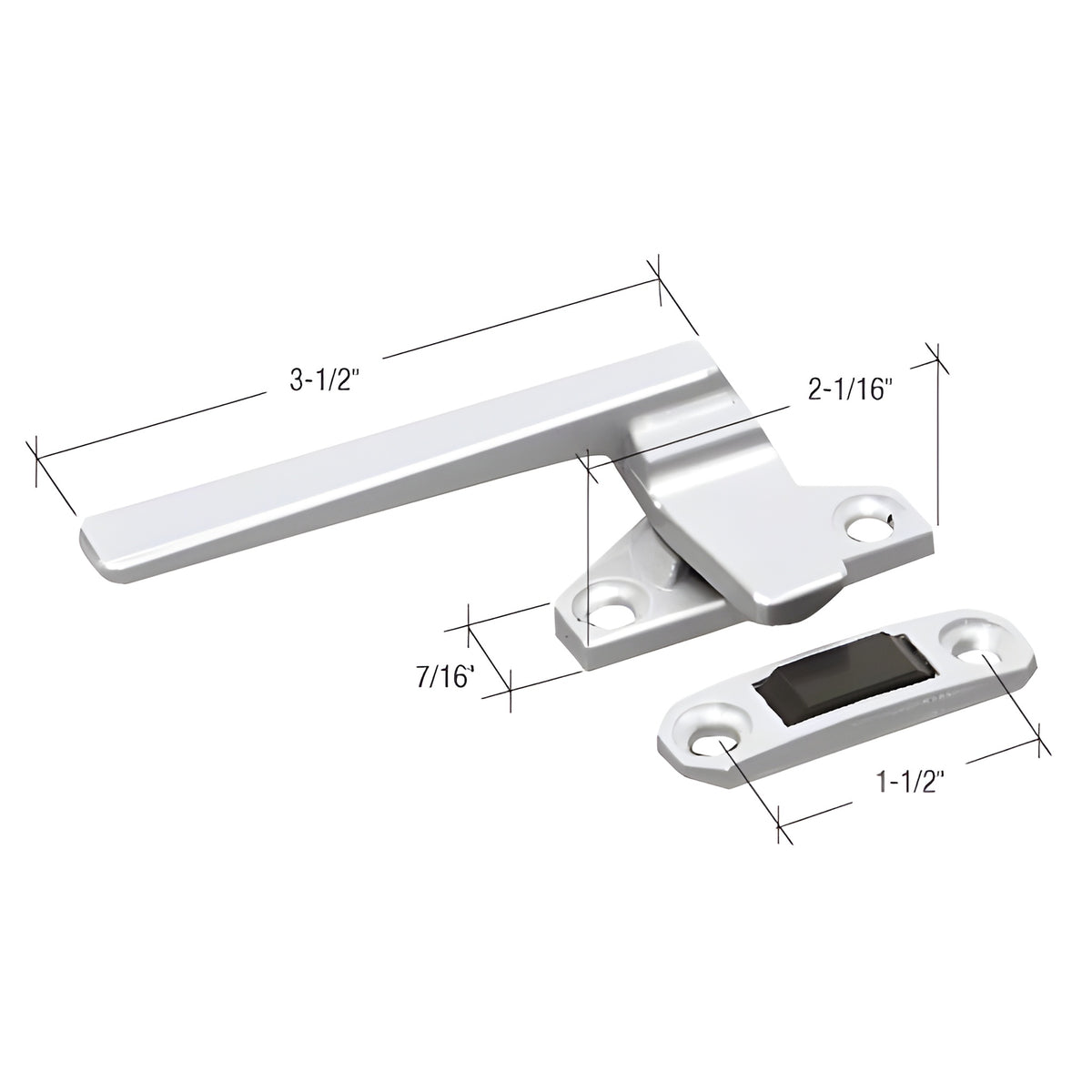 CRL Aluminum Left Hand Casement Window Locking Handle with 1-1/2" Screw Holes
