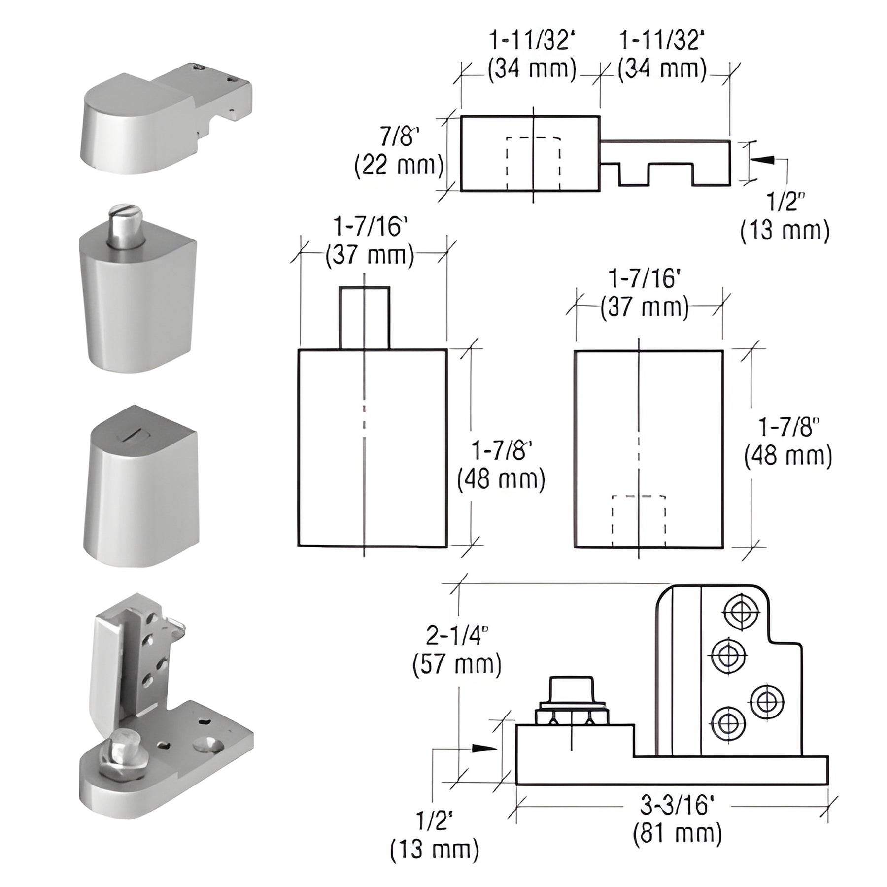CRL Aluminum Offset Right Hand 0P70 Series Pivot Set